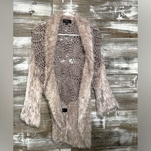 Faux Fur and crocheted jacket, Size L/XL